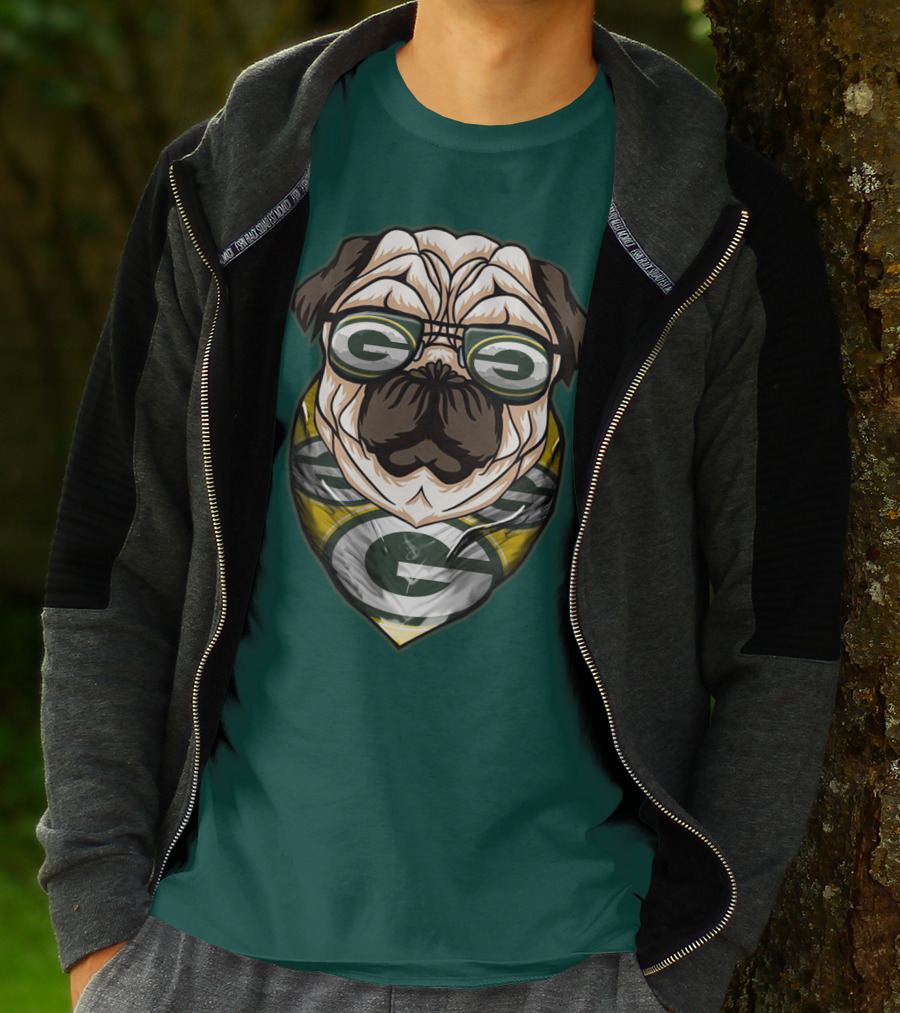 Green Bay Packers Pet Lover Pug Dog Football T-Shirt