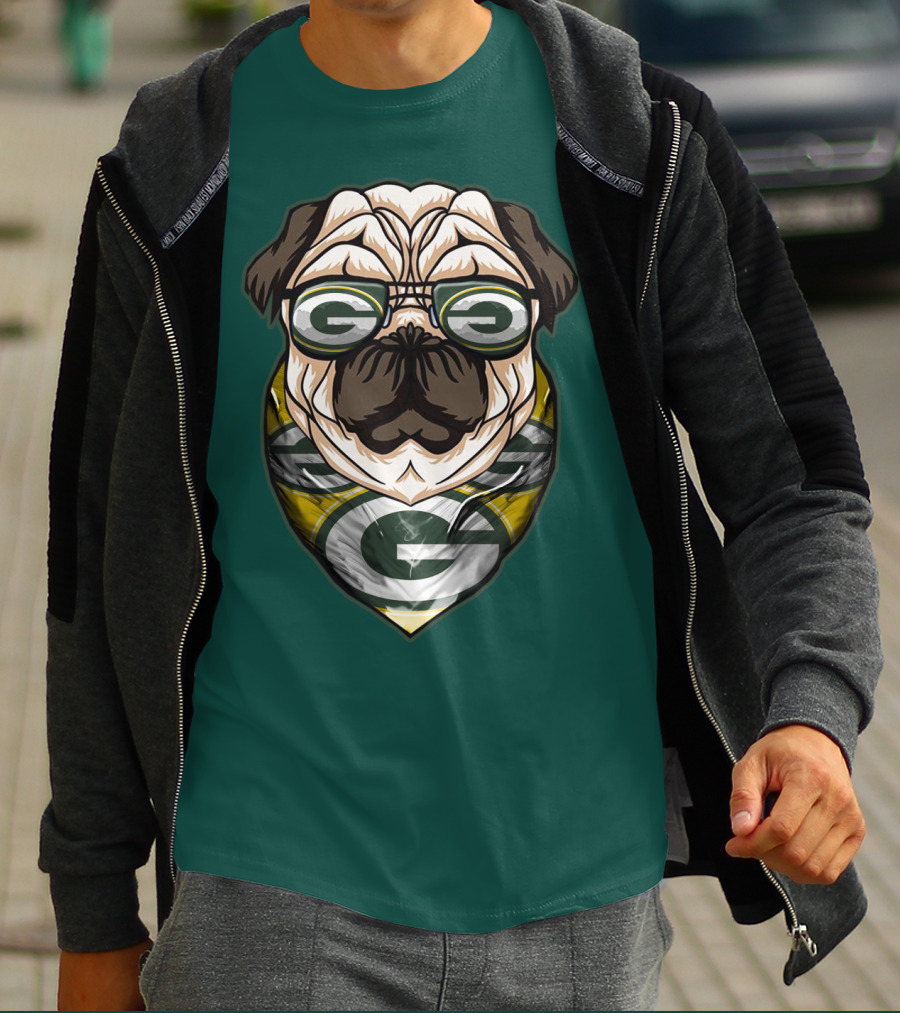 Green Bay Packers Pet Lover Pug Dog Football T-Shirt