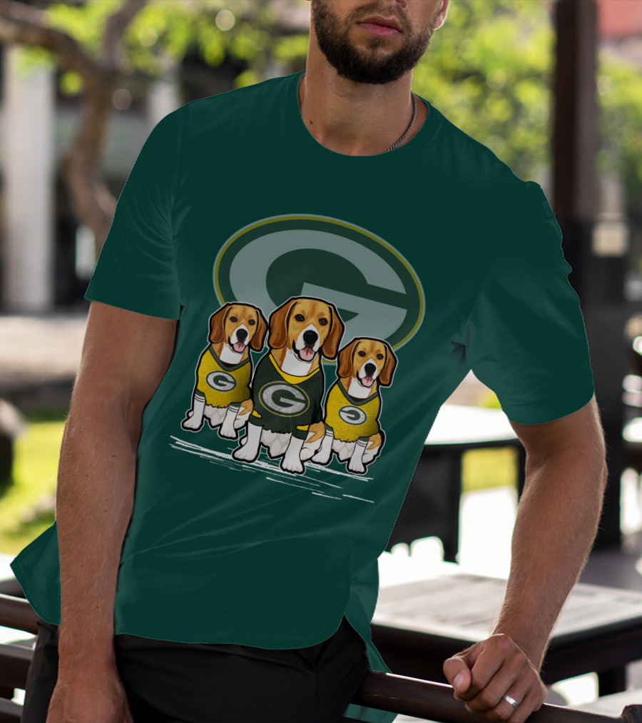 Green Bay Packers Dogs In Team Jerseys T-Shirt