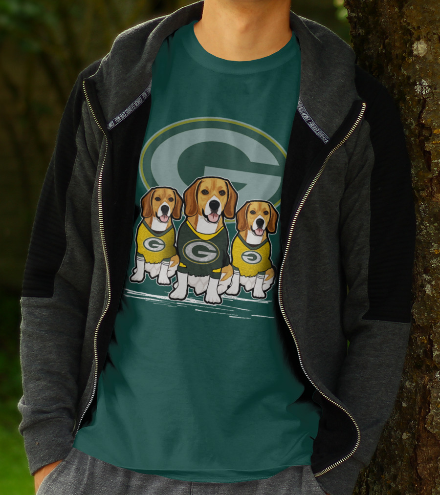 Green Bay Packers Dogs In Team Jerseys T-Shirt
