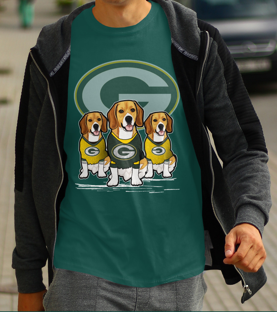 Green Bay Packers Dogs In Team Jerseys T-Shirt