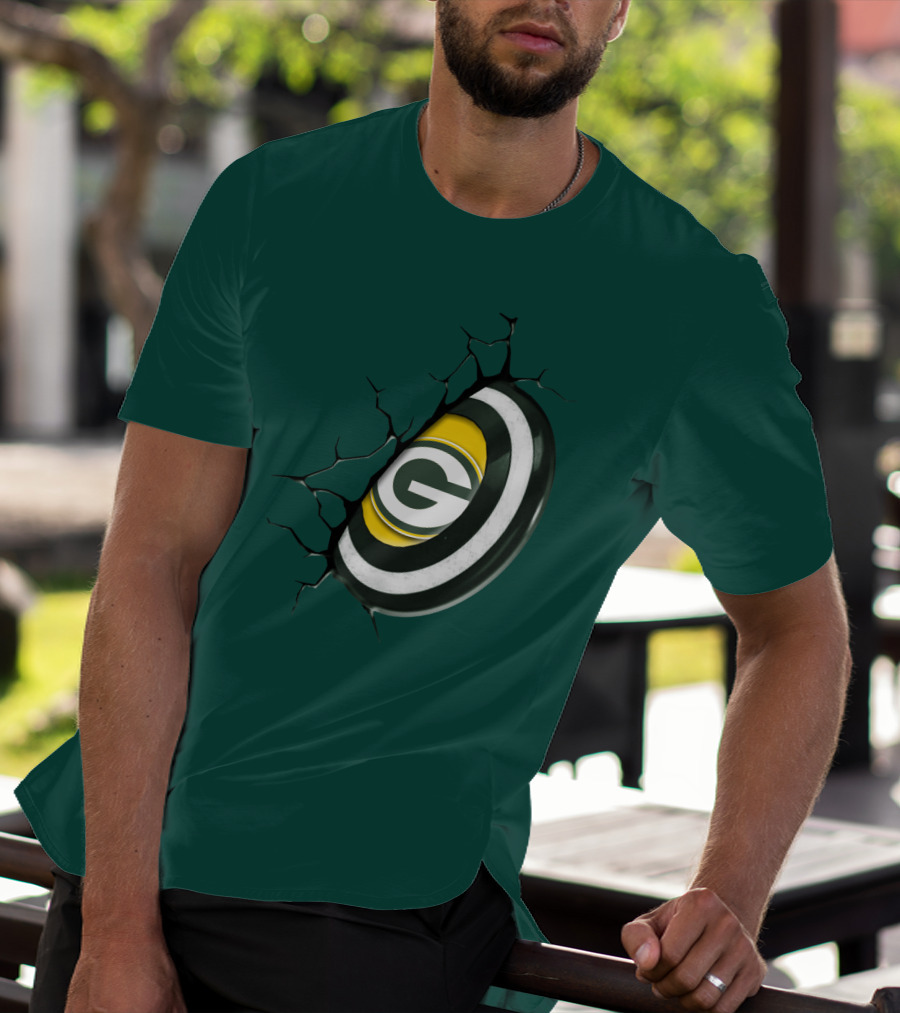 Green Bay Packers Cracked Logo Burst T-Shirt