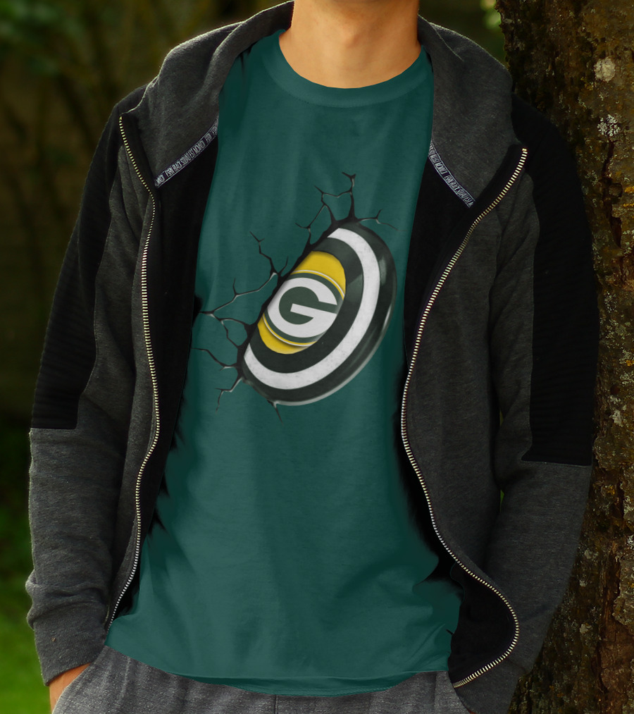 Green Bay Packers Cracked Logo Burst T-Shirt