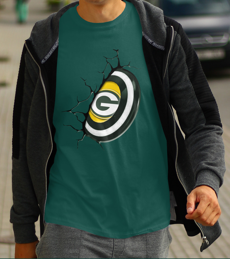 Green Bay Packers Cracked Logo Burst T-Shirt