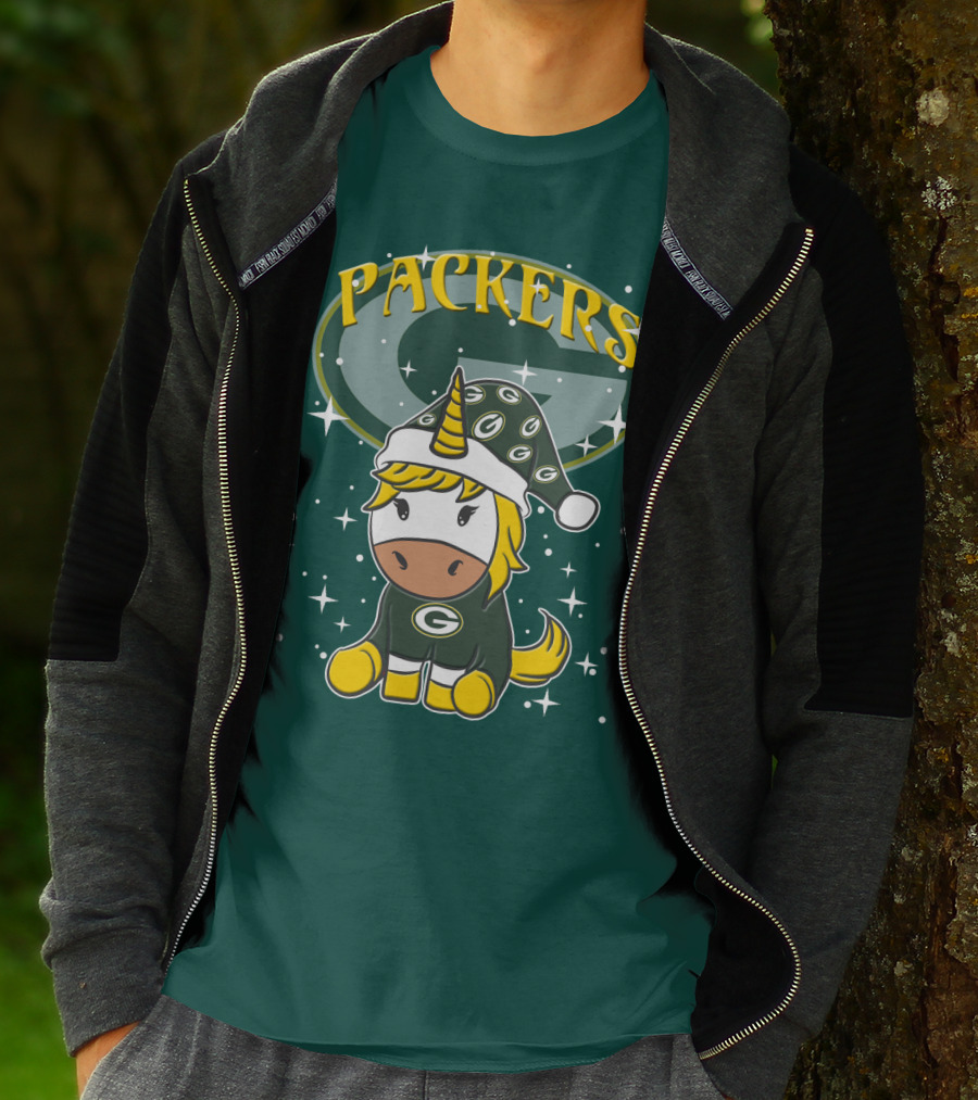 Packers Unicorn In Green Bay Colors With Stars And Logos T-Shirt