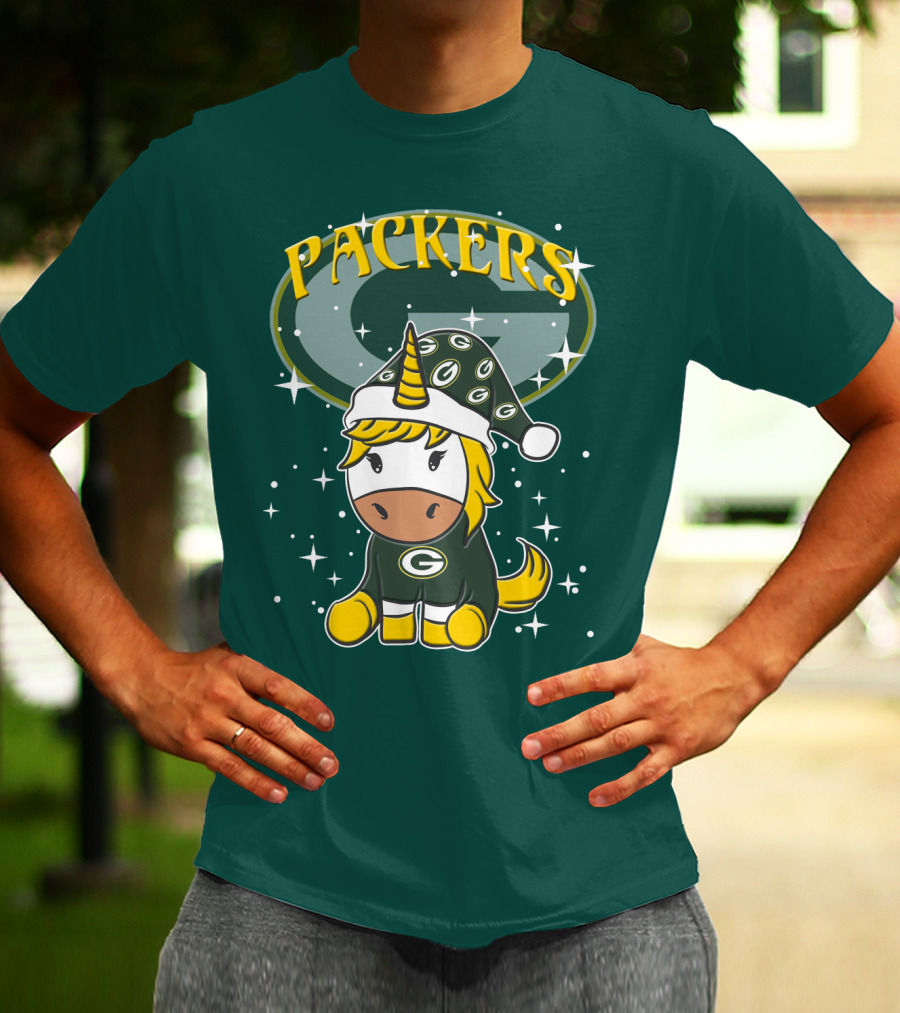 Packers Unicorn In Green Bay Colors With Stars And Logos T-Shirt