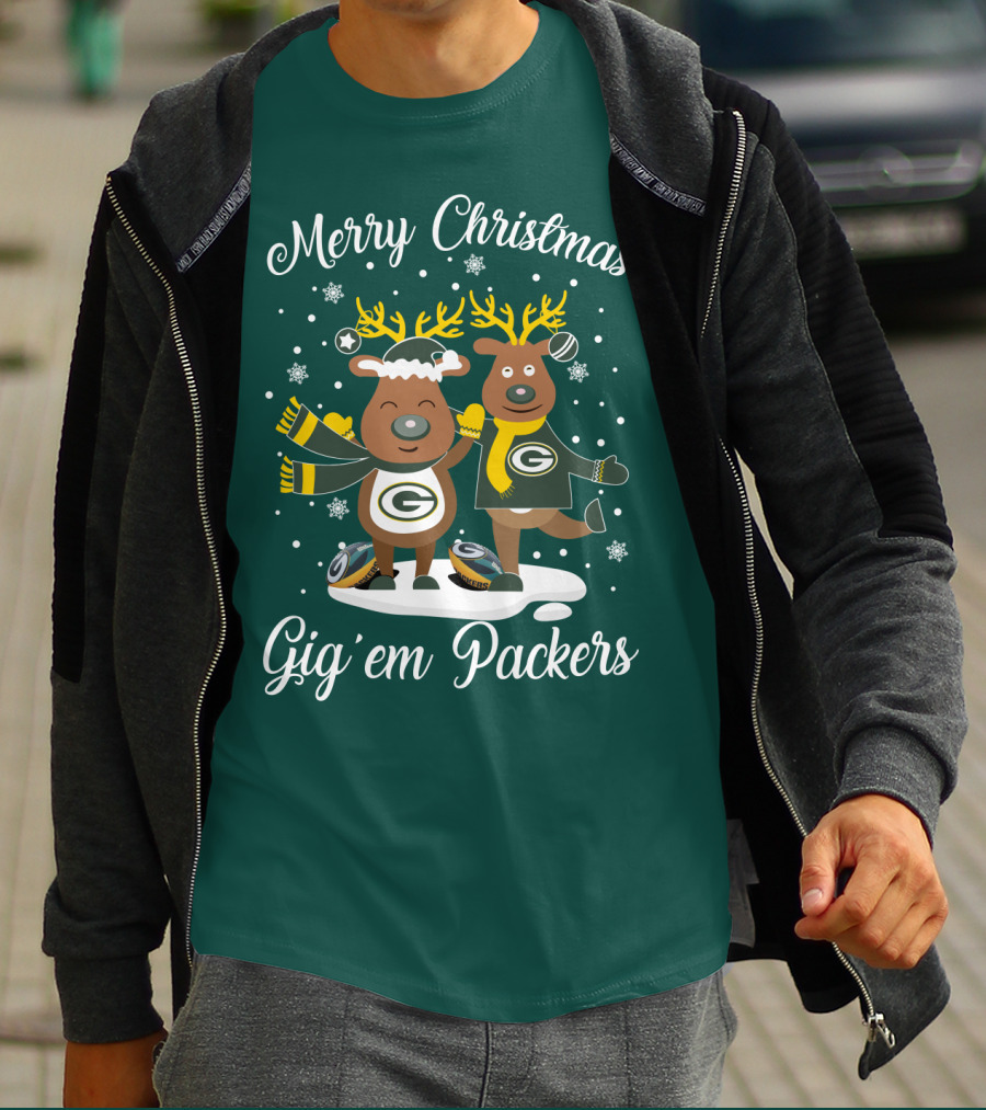 Merry Christmas Gig 'Em Green Bay Packers T-Shirt