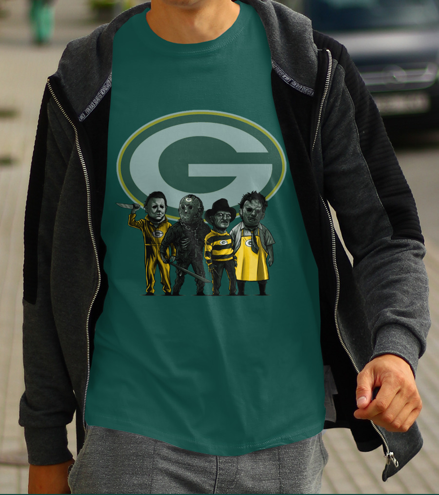 Green Bay Packers Horror Icons Characters T-Shirt