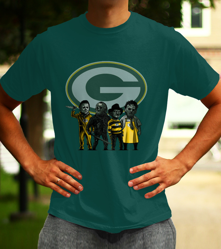 Green Bay Packers Horror Icons Characters T-Shirt