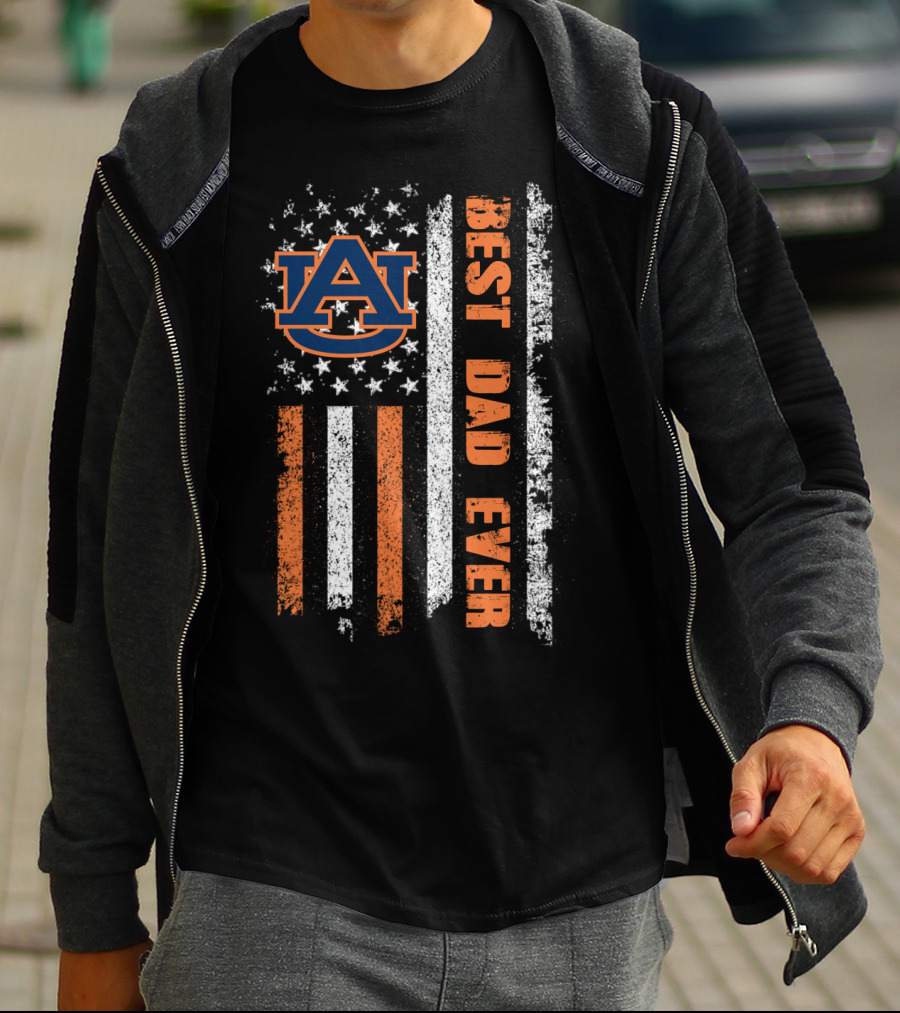 Auburn Tigers Best Dad Ever American Flag T-Shirt
