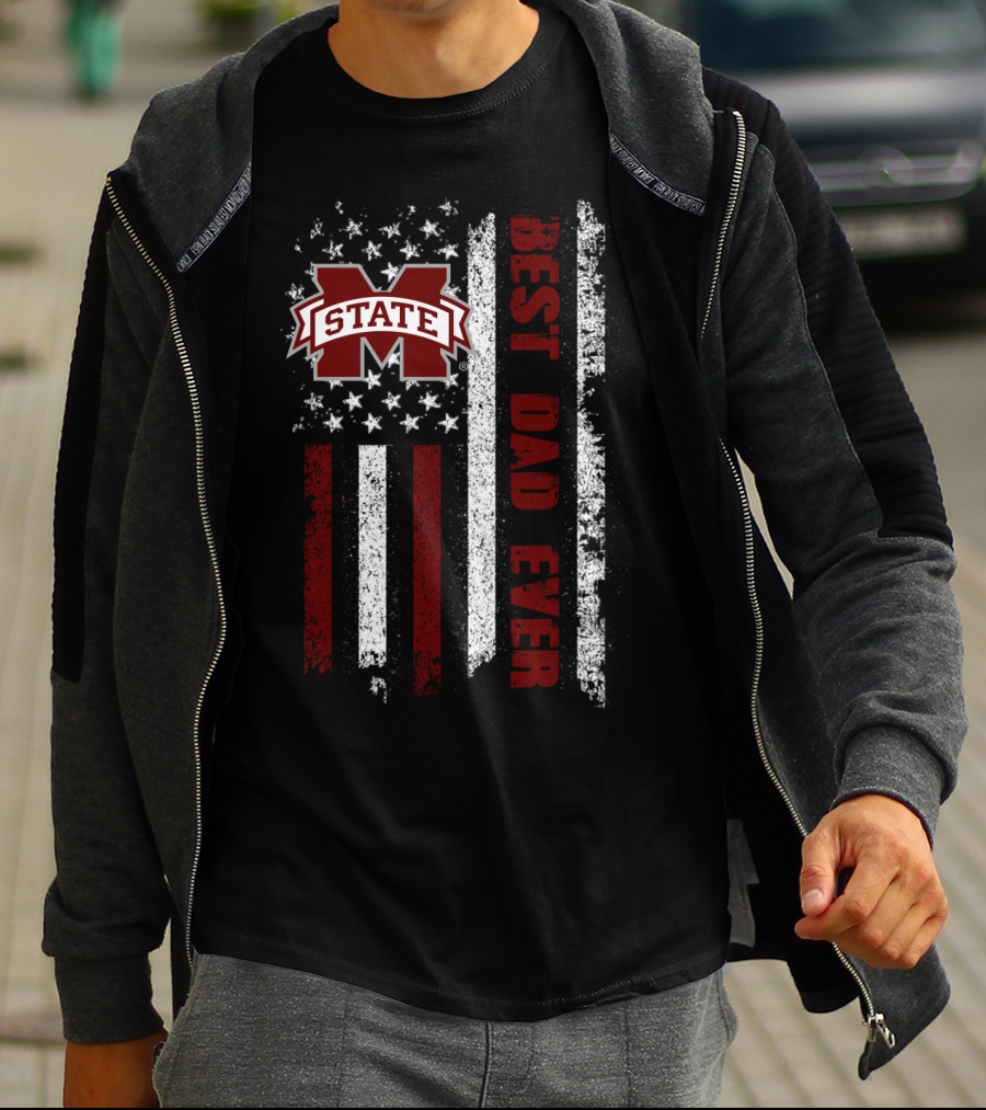 Mississippi State Best Dad Ever Flag T-Shirt