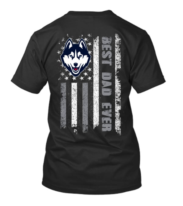 Best Dad Ever Husky American Flag Evd 096 T-Shirt
