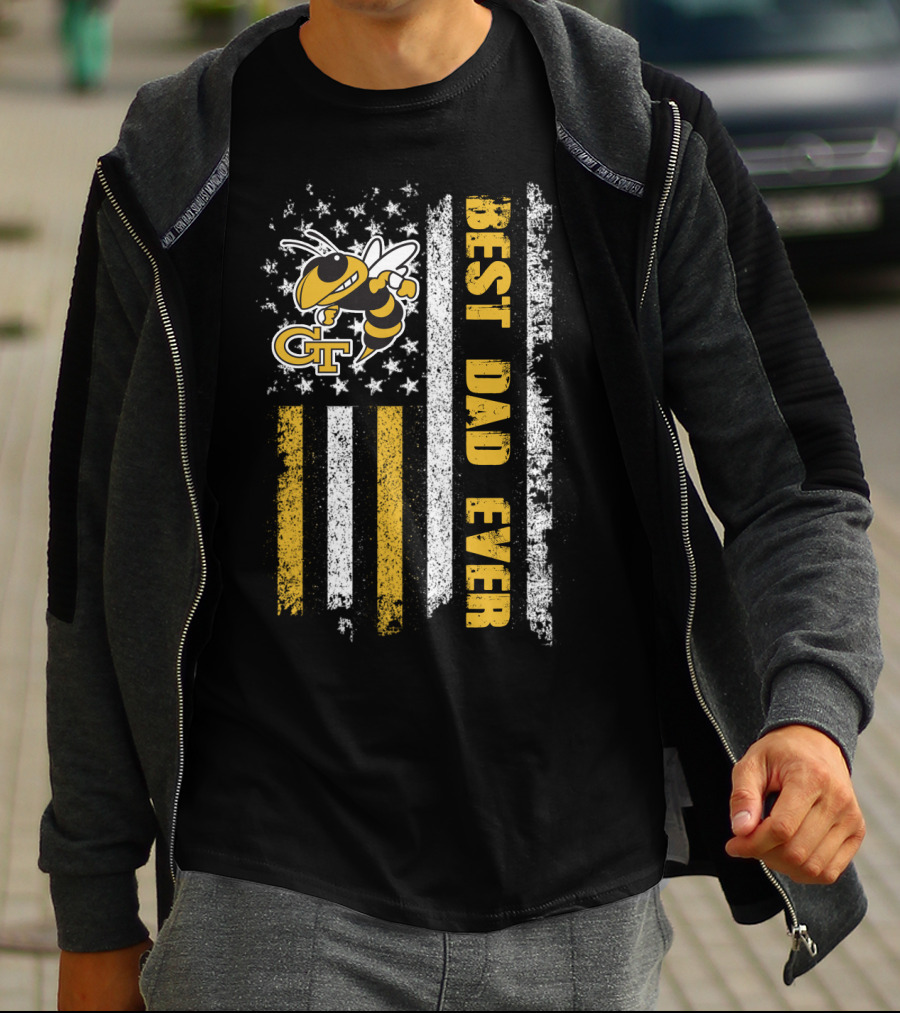 Gt Yellow Jacket Best Dad Ever Flag T-Shirt