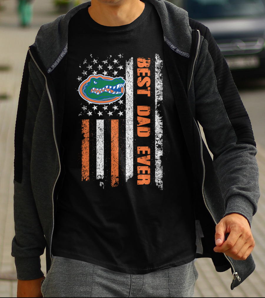 Best Dad Ever Florida Gators American Flag T-Shirt