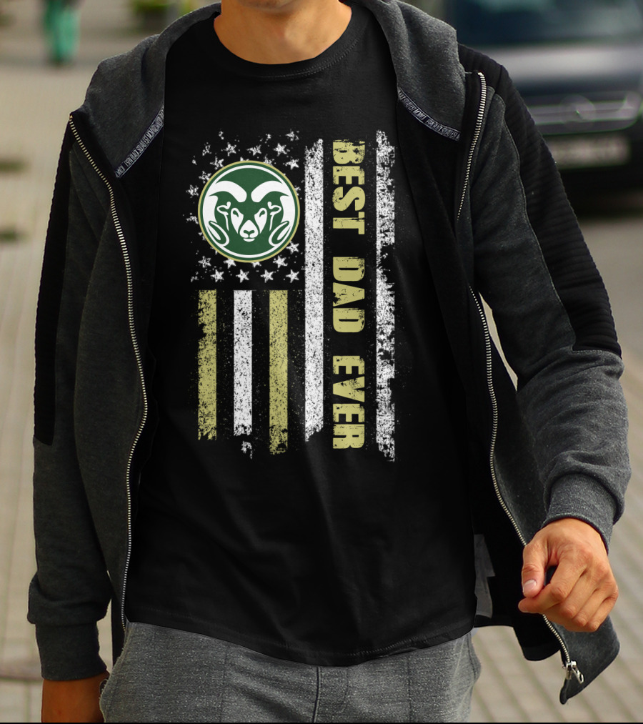 Best Dad Ever Evd 084 American Flag Ram T-Shirt