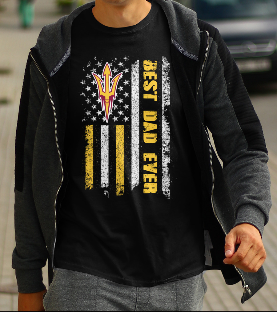 Arizona State Sun Devils Best Dad Ever Vintage American Flag T-Shirt