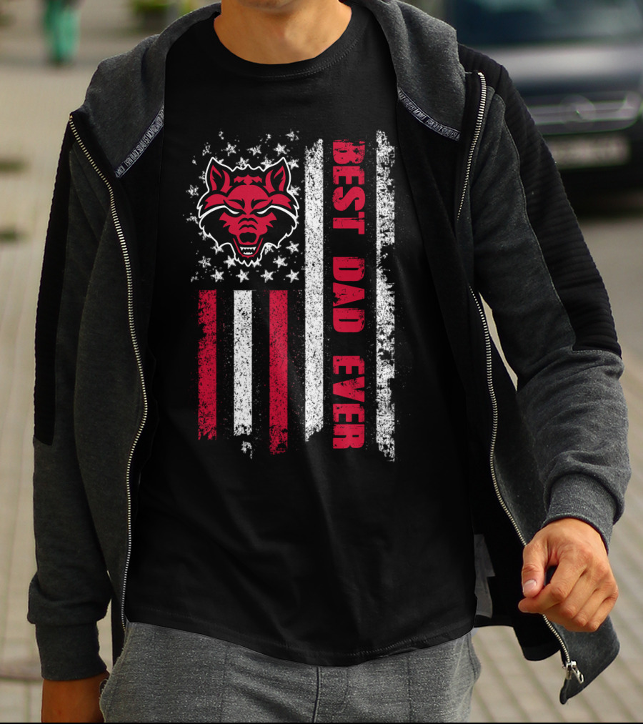 Wolf Best Dad Ever American Flag T-Shirt