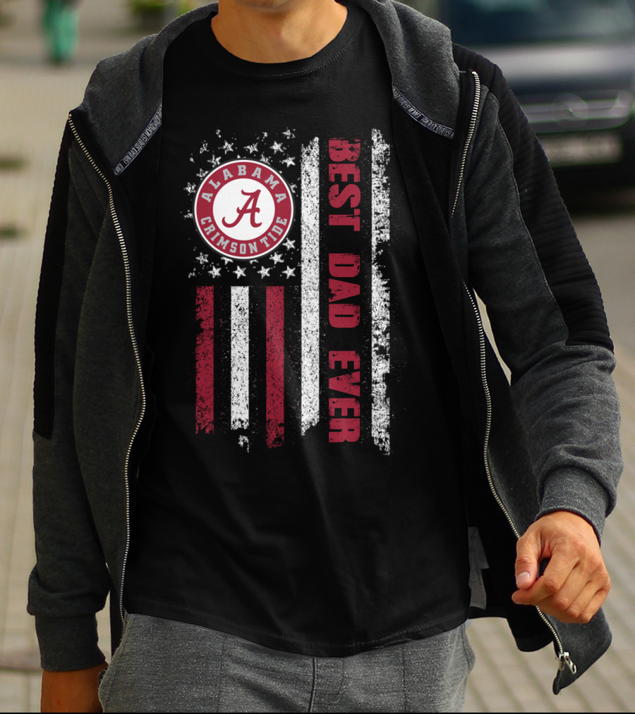 Alabama Crimson Tide Best Dad Ever American Flag T-Shirt