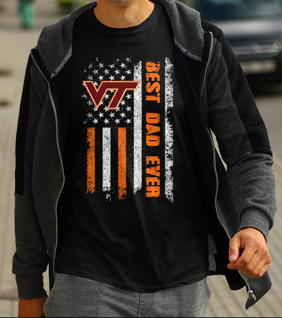 Vt Best Dad Ever American Flag T-Shirt