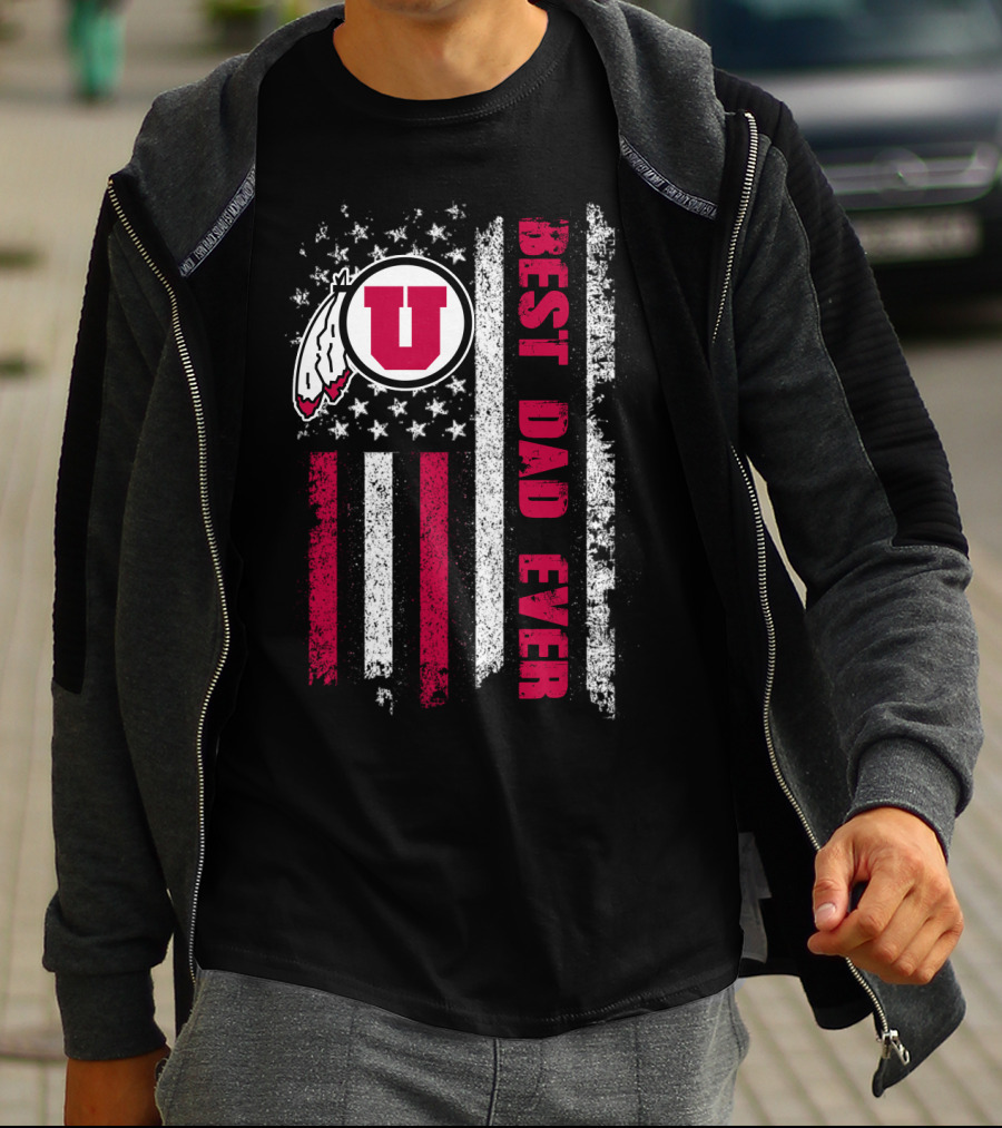 Utah Utes Best Dad Ever American Flag T-Shirt