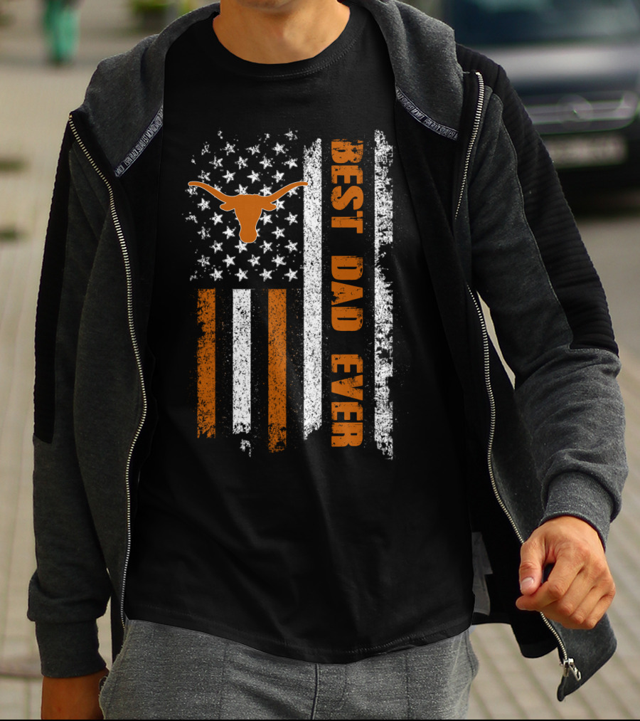 Best Dad Ever Longhorn Flag Evd 064 T-Shirt