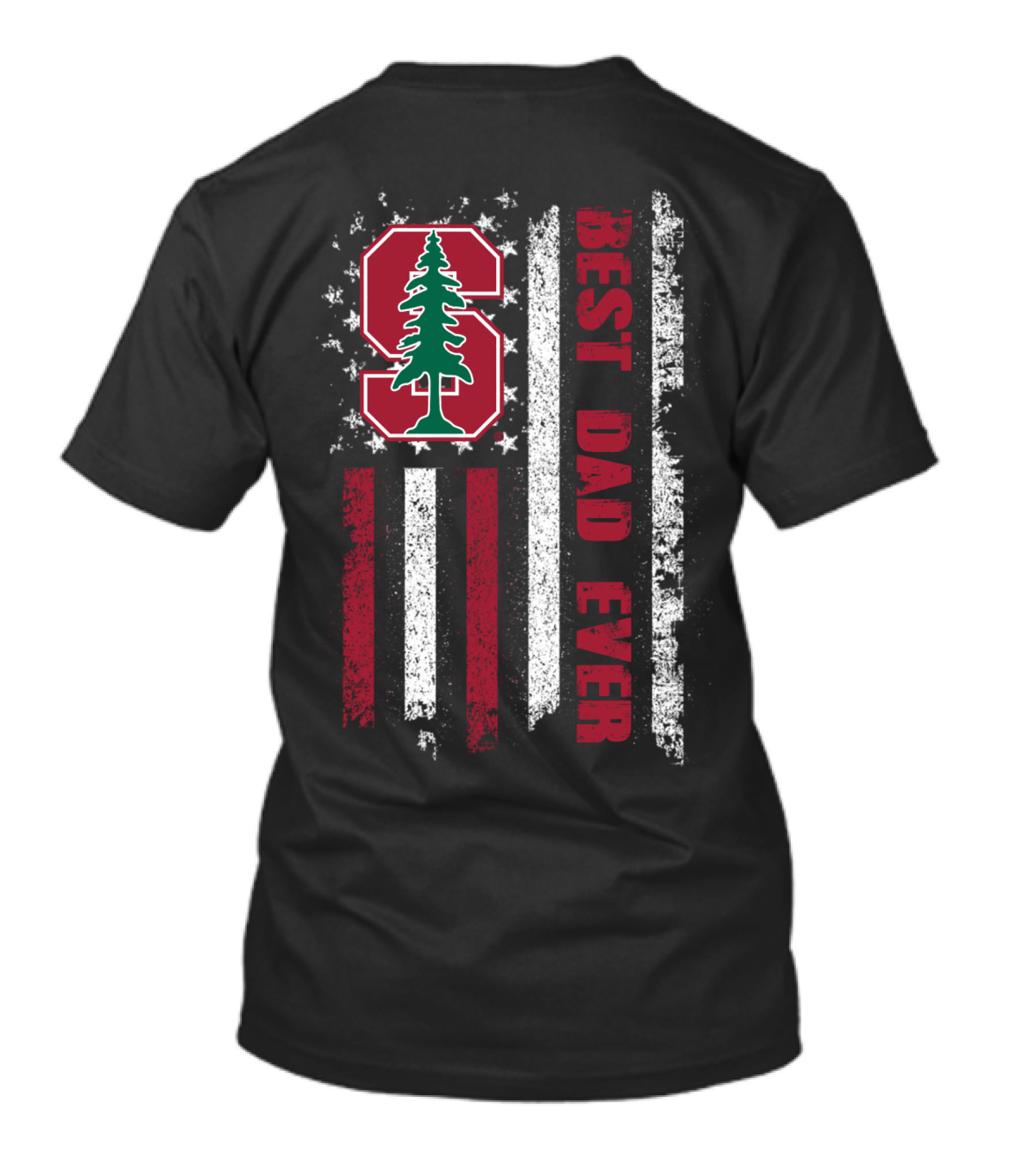 Stanford Best Dad Ever Vintage American Flag Style T-Shirt