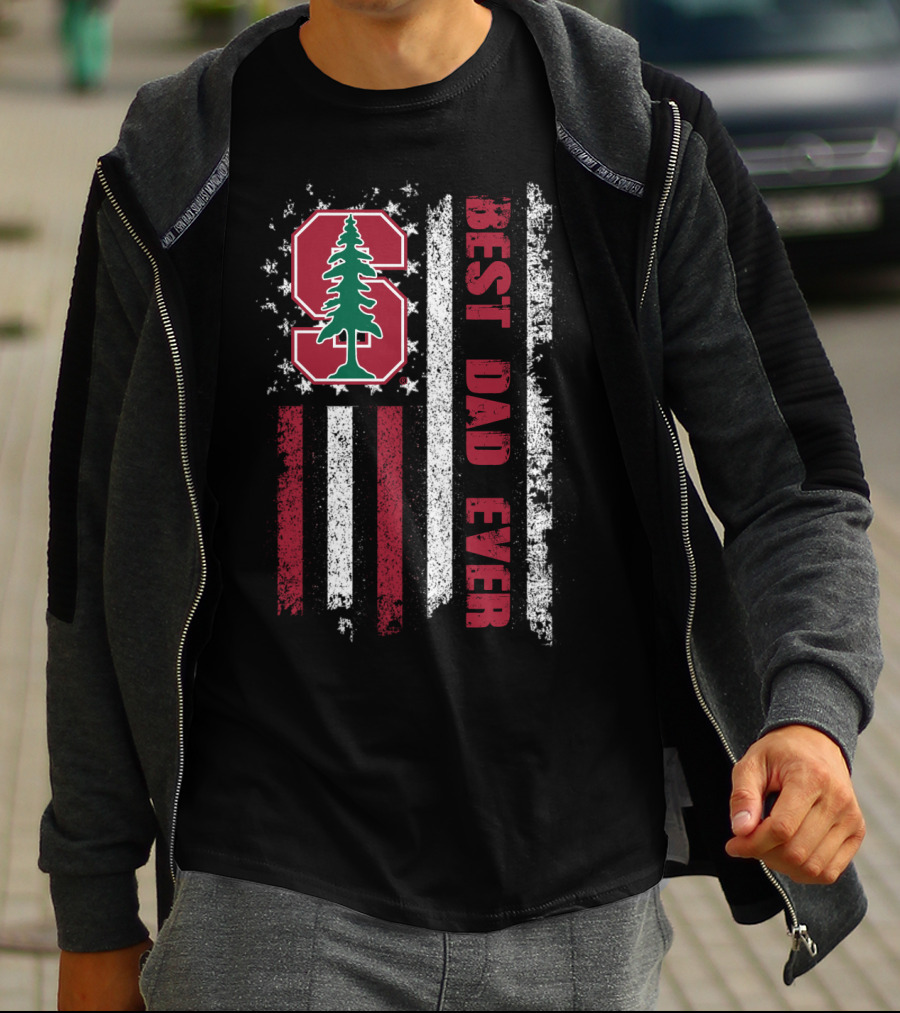 Stanford Best Dad Ever Vintage American Flag Style T-Shirt