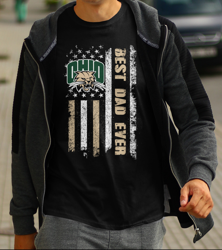 Ohio Bobcats Best Dad Ever American Flag T-Shirt