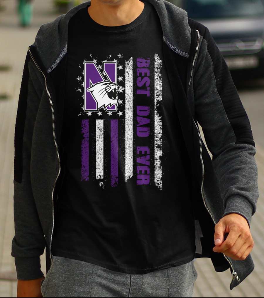 Northwestern Wildcats Best Dad Ever Flag Style Evd 055 T-Shirt