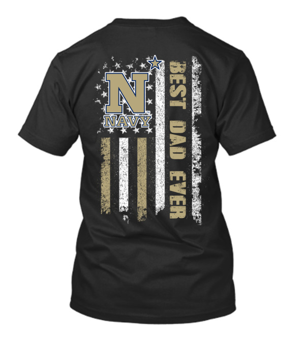 Navy N Best Dad Ever American Flag Style T-Shirt