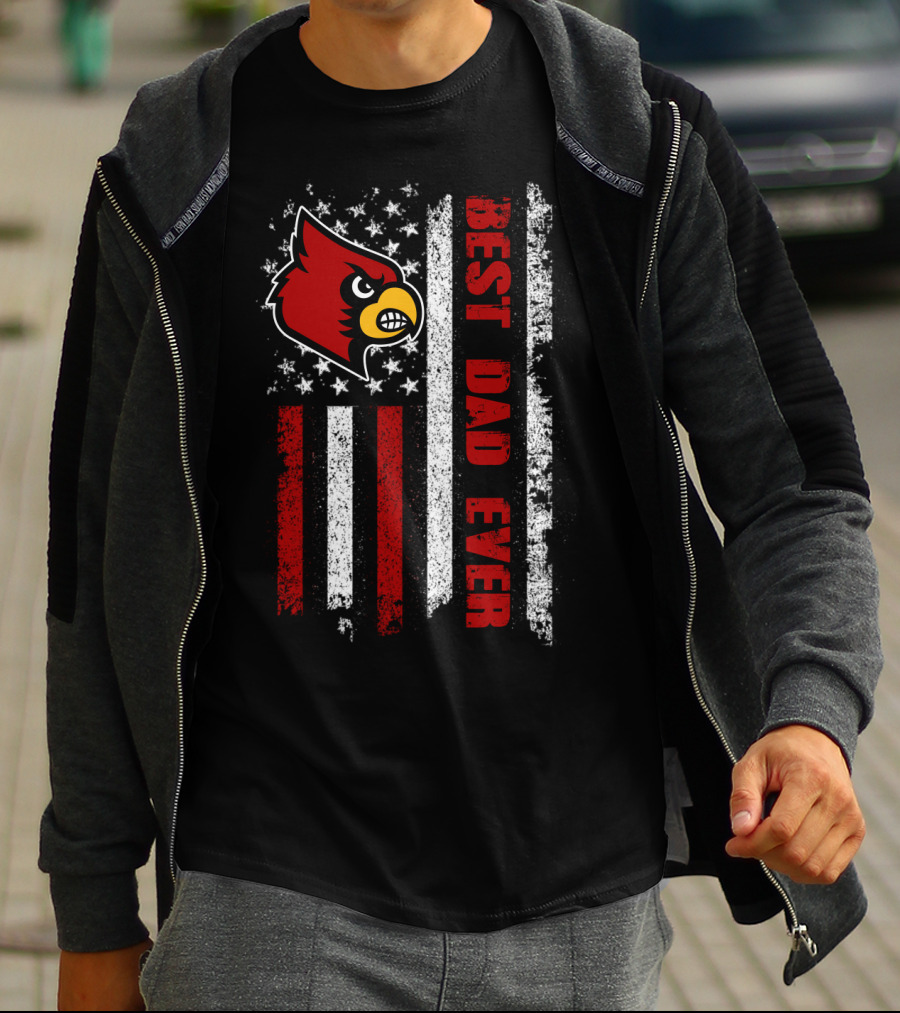 Evd 048 Best Dad Ever Louisville Cardinals Flag Stripes T-Shirt