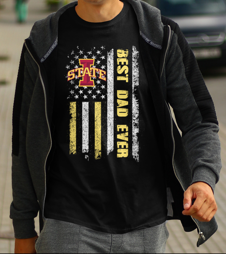 Iowa State Best Dad Ever American Flag Banner T-Shirt