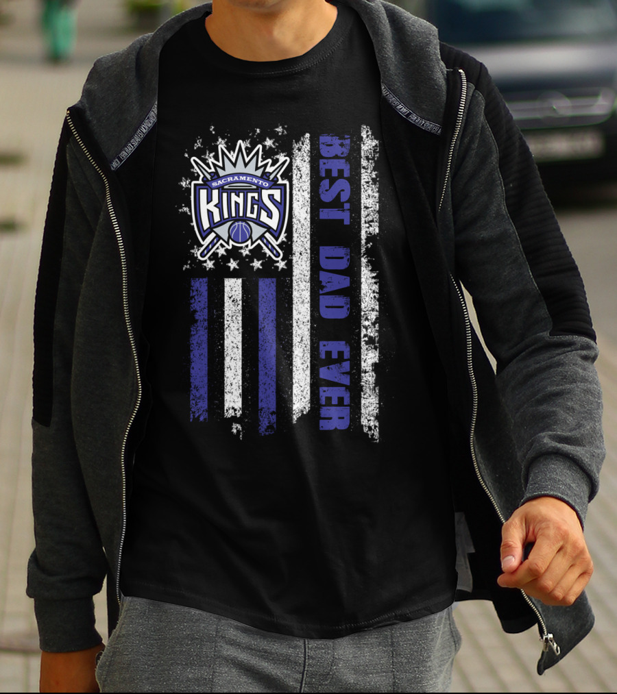 Sacramento Kings Best Dad Ever American Flag Evd 027 T-Shirt