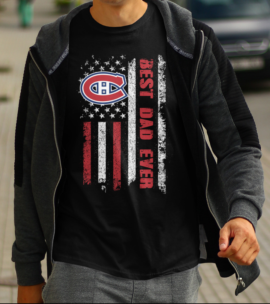 Montreal Canadiens Best Dad Ever Usa Flag T-Shirt