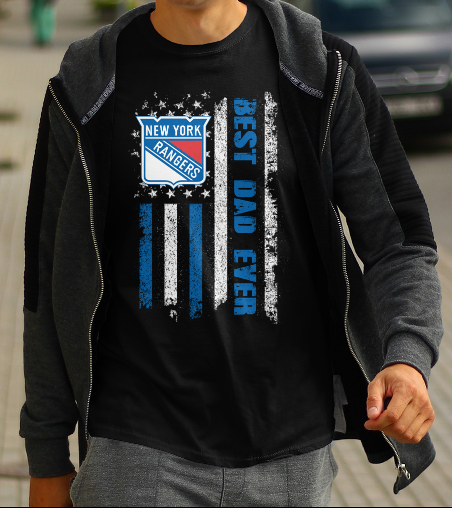 New York Rangers Best Dad Ever Stars Stripes Flag T-Shirt