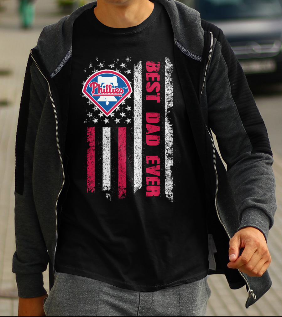 Phillies Best Dad Ever American Flag Style T-Shirt