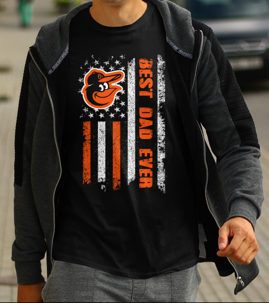 Best Dad Ever Baltimore Orioles Logo Usa Flag Evd 013 T-Shirt