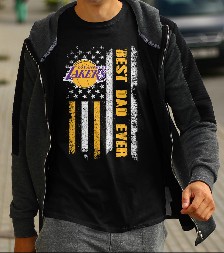 Los Angeles Lakers Best Dad Ever Flag T-Shirt