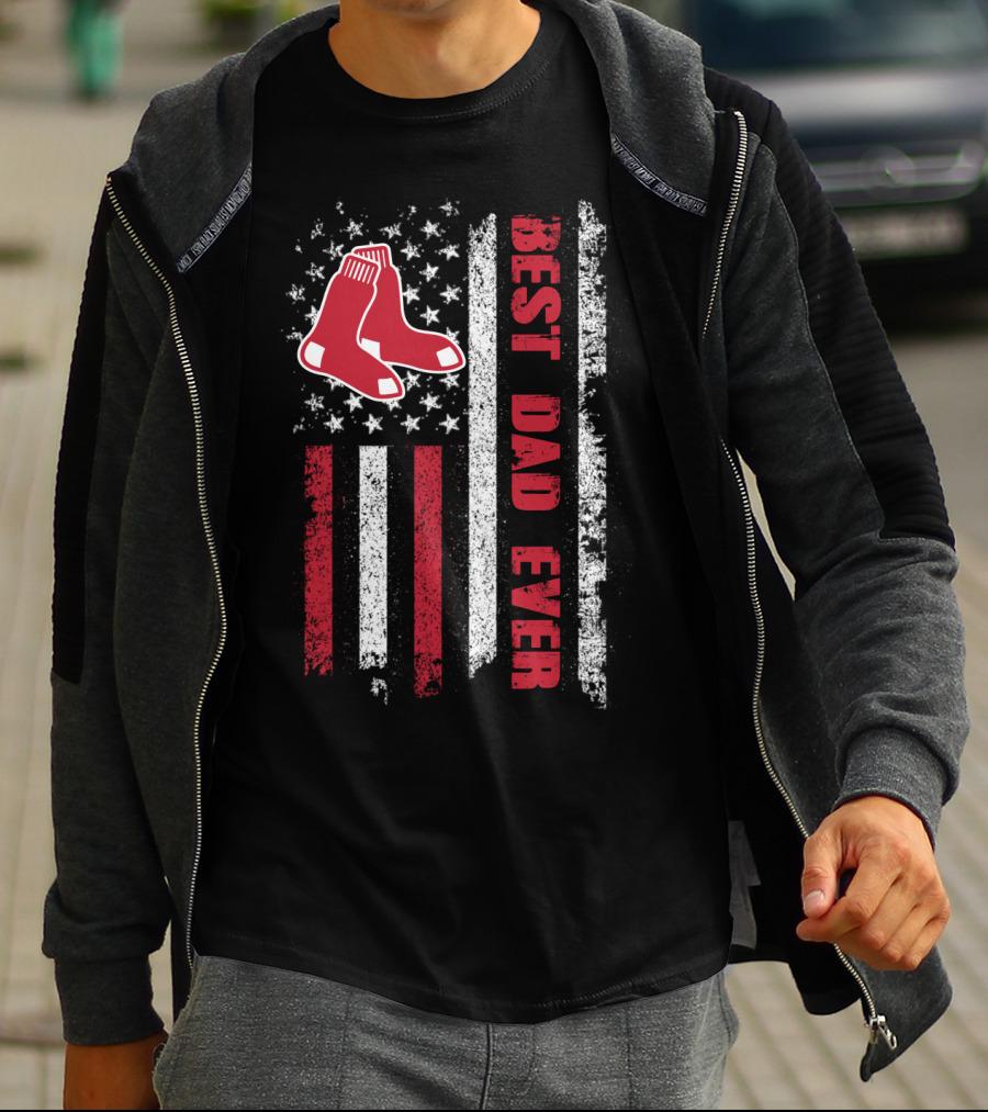 Boston Red Sox Best Dad Ever Patriotic Flag T-Shirt