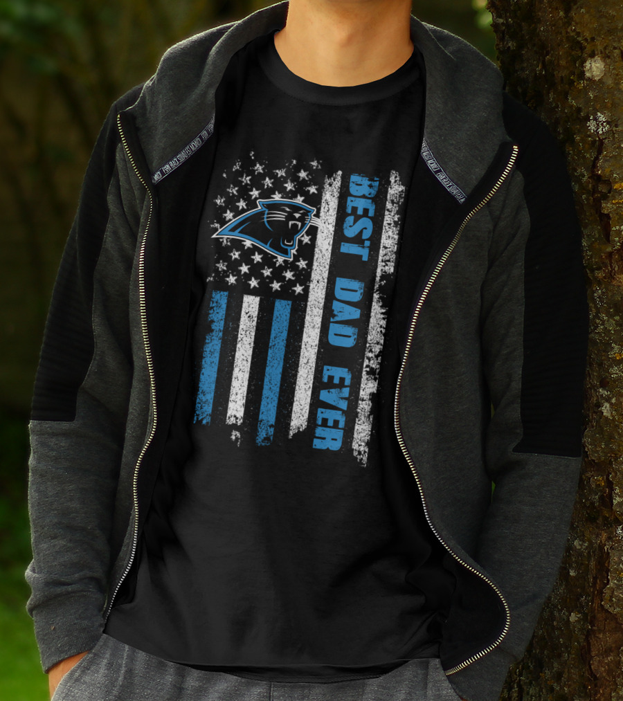 Carolina Panthers Best Dad Ever American Flag T-Shirt