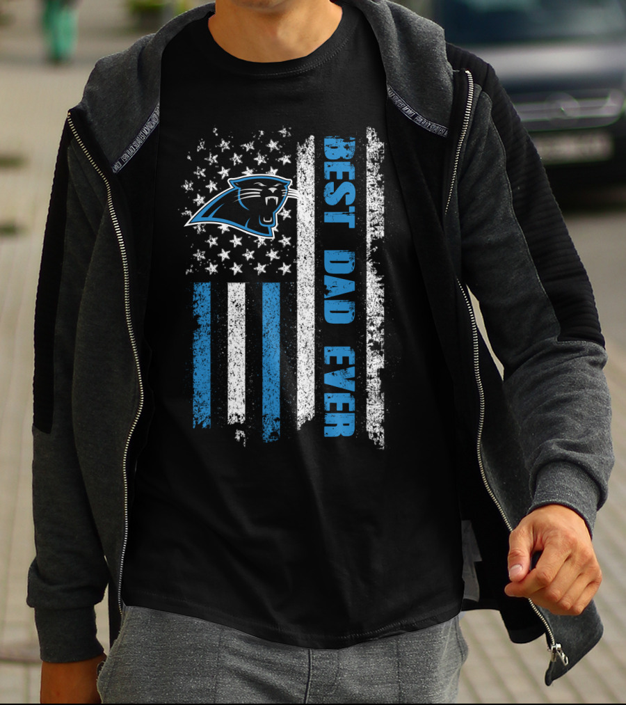 Carolina Panthers Best Dad Ever American Flag T-Shirt