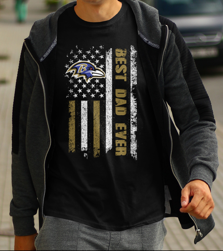Baltimore Ravens Best Dad Ever American Flag T-Shirt