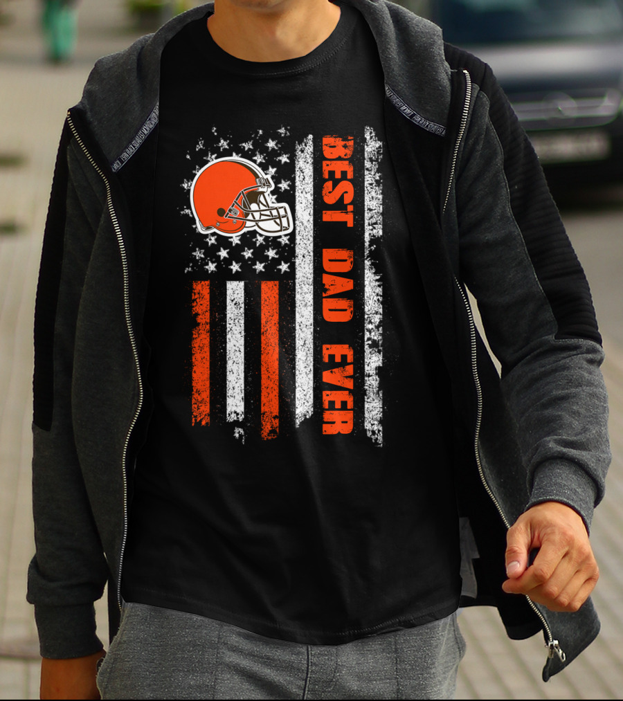 Cleveland Browns Best Dad Ever American Flag Evd 120 T-Shirt