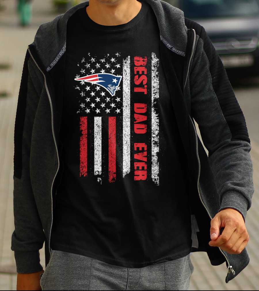 Best Dad Ever New England Patriots Usa Flag T-Shirt
