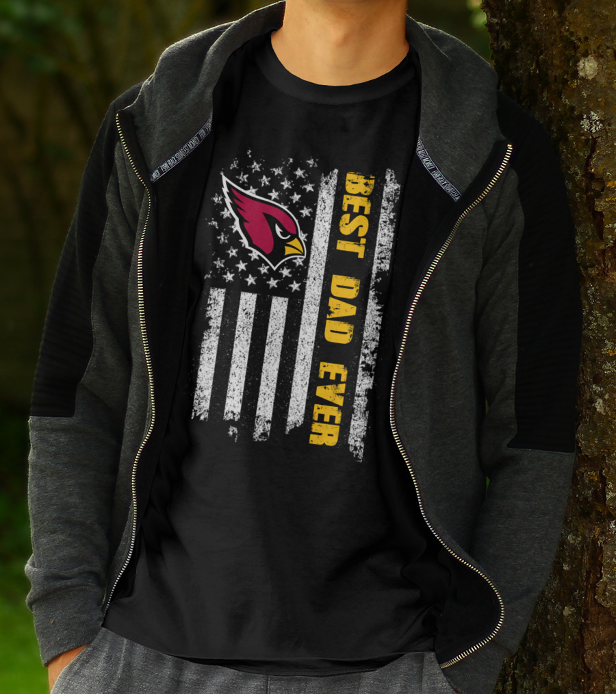 Evd 142 Best Dad Ever Arizona Cardinals American Flag T-Shirt
