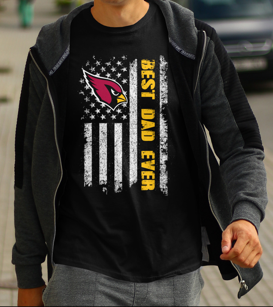 Evd 142 Best Dad Ever Arizona Cardinals American Flag T-Shirt