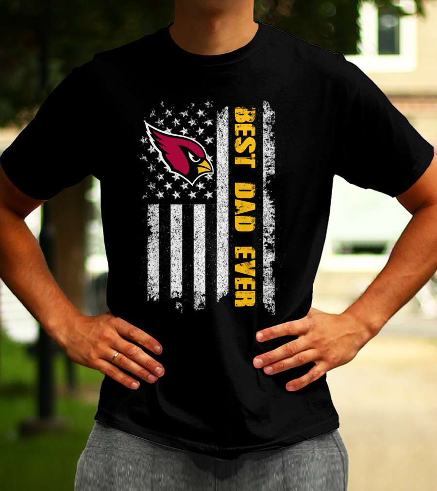 Evd 142 Best Dad Ever Arizona Cardinals American Flag T-Shirt
