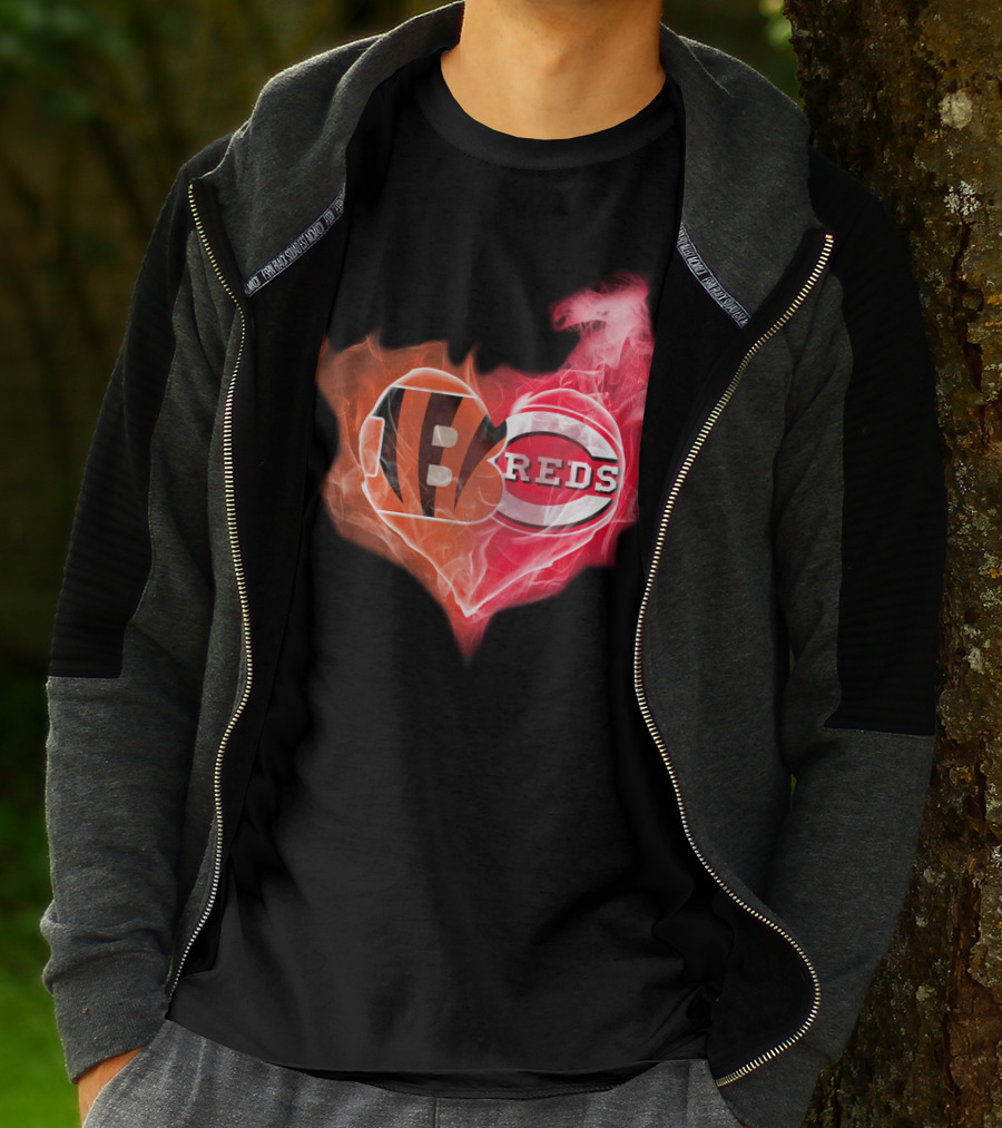 Cincinnati Bengals Reds Heart Logo T-Shirt