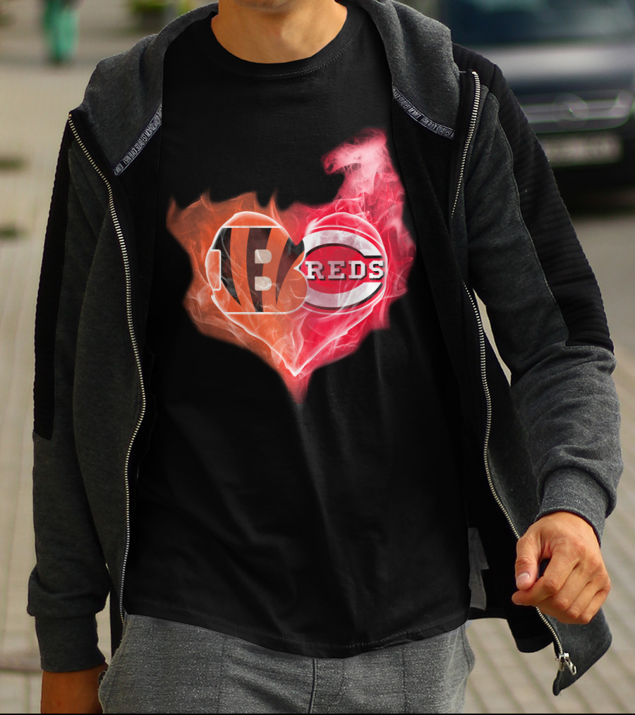 Cincinnati Bengals Reds Heart Logo T-Shirt