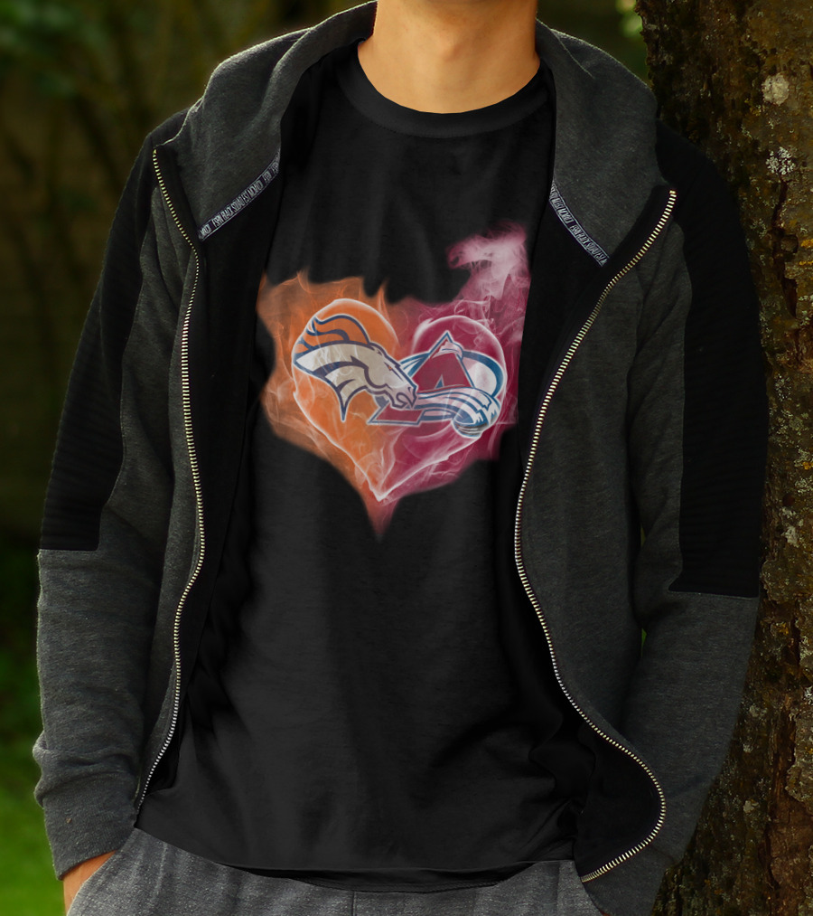 Broncos Avalanche Heart Smoke Emblem T-Shirt